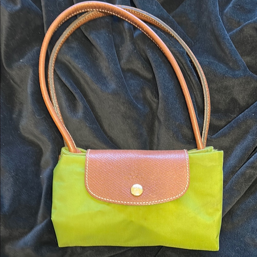 Longchamp Green Shoulder Bag with Leather Accents